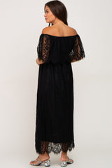 Black Lace Off Shoulder Maternity Maxi Dress