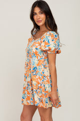 Orange Floral Tiered Dress