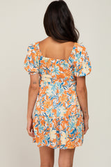 Orange Floral Tiered Dress