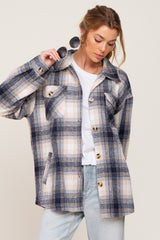 Navy Plaid Shirt Jacket