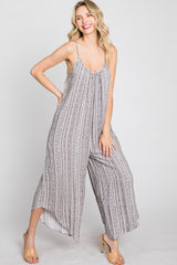 Brown Printed Asymmetrical Jumpsuit