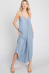 Light Blue Printed Asymmetrical Jumpsuit