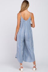 Light Blue Printed Asymmetrical Maternity Jumpsuit