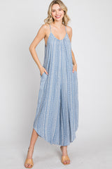 Light Blue Printed Asymmetrical Jumpsuit