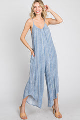 Light Blue Printed Asymmetrical Jumpsuit