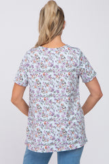 Peach Floral Short Sleeve Maternity Top