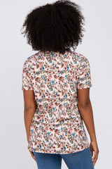 Peach Floral Short Sleeve Top