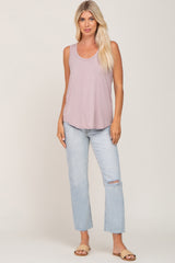 Mauve Black Scoop Neck Tank Top