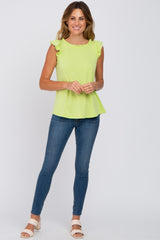 Lime Ruffle Accent Top