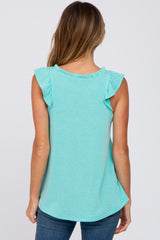 Aqua Ruffle Accent Top