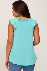 Aqua Ruffle Accent Maternity Top