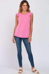 Pink Ruffle Accent Top