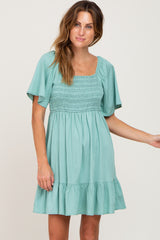 Mint Green Smocked Back Tie Dress