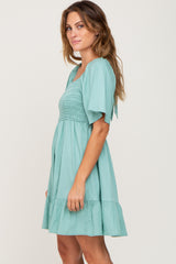 Mint Green Smocked Back Tie Dress