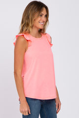 Coral Ruffle Accent Top