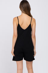 Black V-Neck Basic Maternity Romper