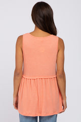 Coral Sleeveless Button Front Maternity Top