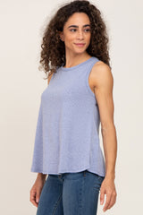 Blue Basic Heathered Tank Top