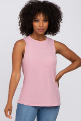 Pink Heather Basic Maternity Tank Top