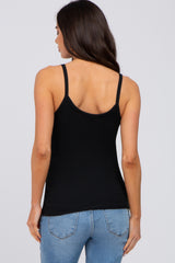 Black Ribbed V-Neck Maternity Tank Top