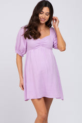 Lavender Sweetheart Neckline Maternity Mini Dress