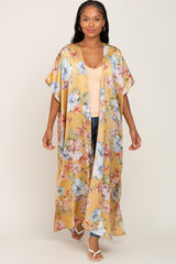 Yellow Floral Side Slit Cover-Up