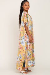 Yellow Floral Side Slit Cover-Up