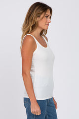 White Ribbed Basic Tank Top