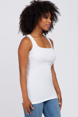 White Ruched Tank Top