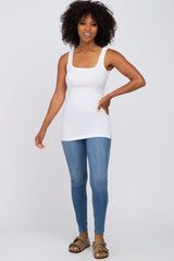 White Ruched Tank Top