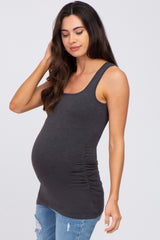 Charcoal Ruched Maternity Tank Top