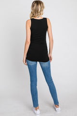 Black Ruched Tank Top