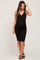 Black Ribbed Button Accent Maternity Midi Dress