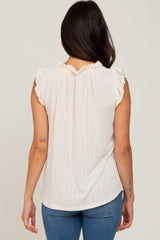 Cream Ruffle Mock Neck Top