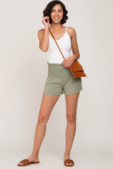 Olive Smocked High Waist Shorts