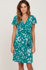 Jade Floral Waist Tie Maternity Wrap Dress