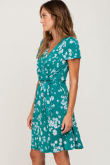 Jade Floral Waist Tie Wrap Dress