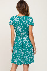 Jade Floral Waist Tie Wrap Dress