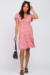 Red Floral Wrap Maternity Dress