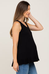 Black Ruffle Hem Maternity Tank Top