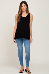 Black Ruffle Hem Maternity Tank Top