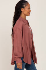 Mauve Oversized Button Down Blouse