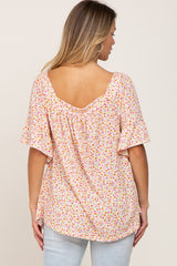 Ivory Floral Square Neck Top