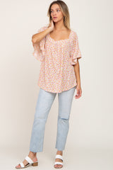 Ivory Floral Square Neck Top