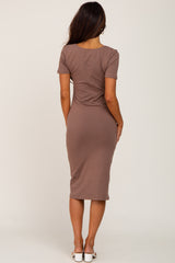 Mocha Fitted Midi Dress