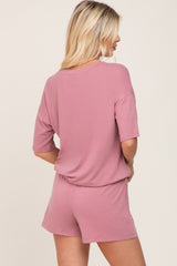 Mauve Pocket Front Pajama Short Set