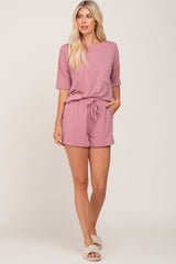 Mauve Pocket Front Pajama Short Set