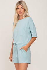 Mint Green Pocket Front Pajama Short Set