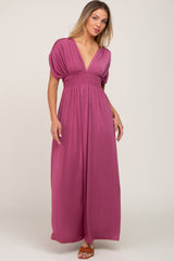 Plum Deep V-Neck Maxi Dress