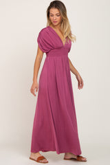 Plum Deep V-Neck Maxi Dress